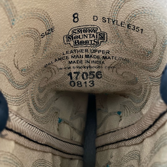 Vintage Smokey Mountain Teal Brown Embroidered Black Leather Cowboy Boots - Picture 9 of 15